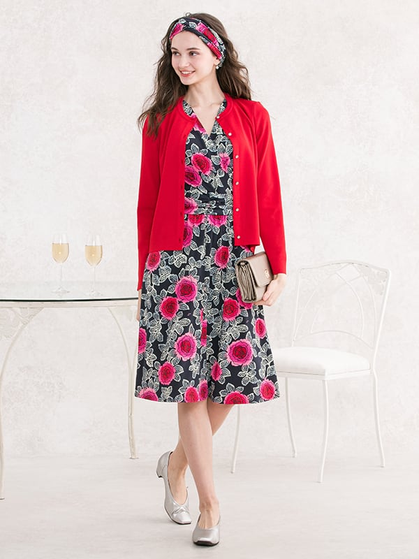 Japanese Pattern: Black Peony Marilyn Dress