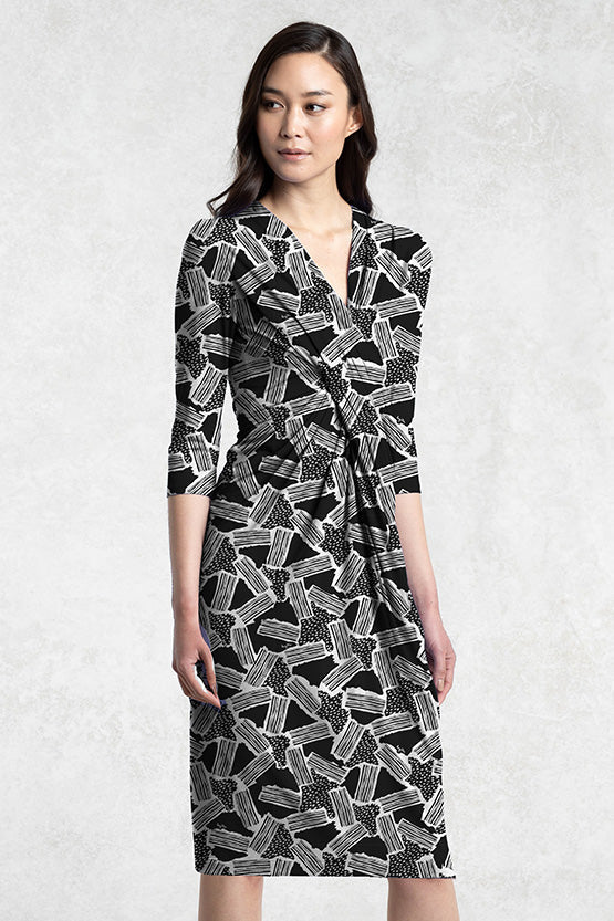 4-Way Stretch: 4-Way Jersey Monotone Geo Venus Dress