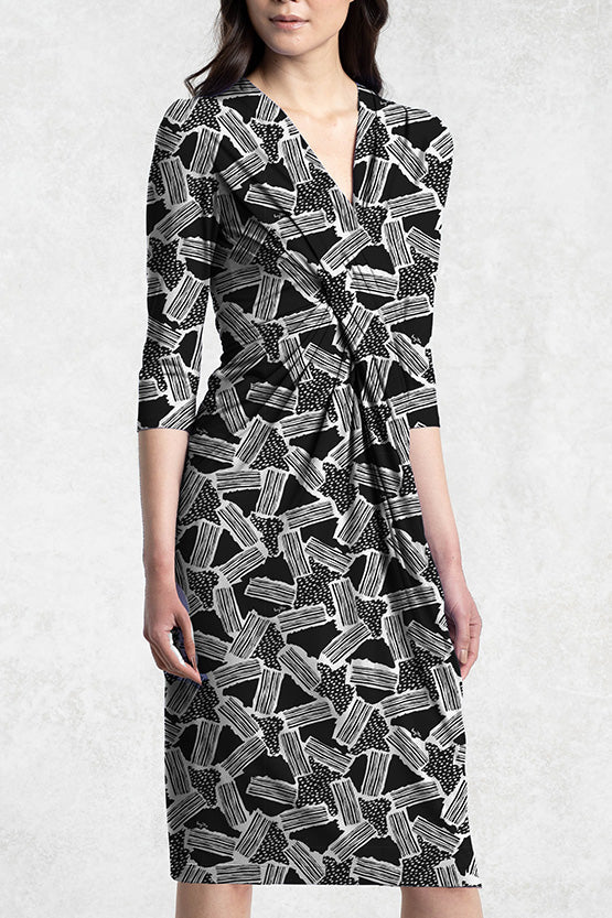 4-Way Stretch: 4-Way Jersey Monotone Geo Venus Dress