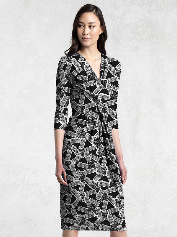 4-Way Stretch: 4-Way Jersey Monotone Geo Venus Dress