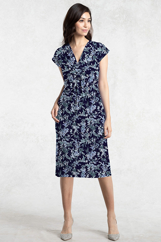 Reproduction / Long Length: Navy Lavender Twist Dress