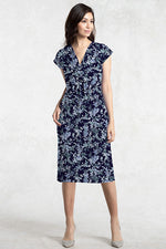 Reproduction / Long Length: Navy Lavender Twist Dress
