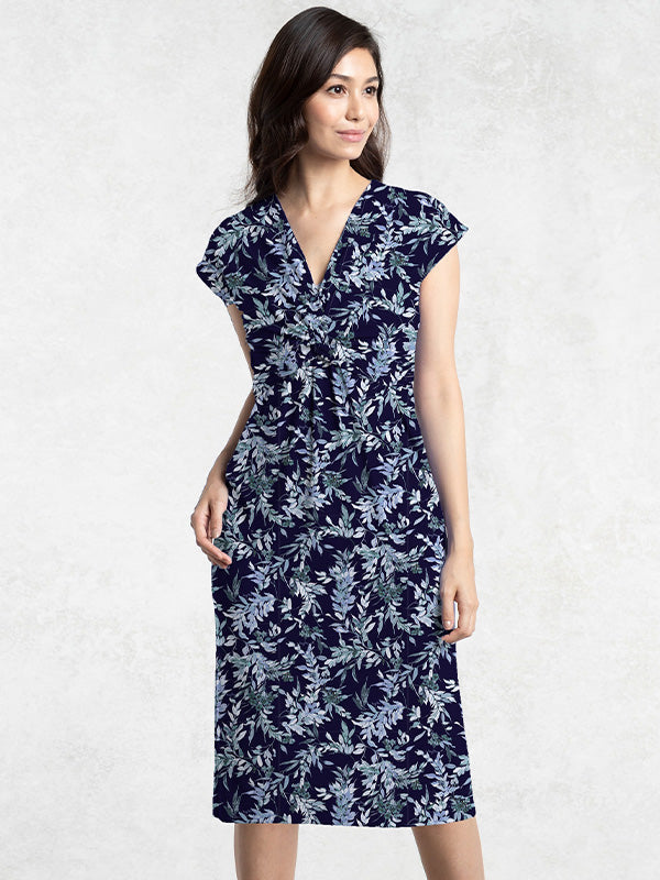 Reproduction / Long Length: Navy Lavender Twist Dress