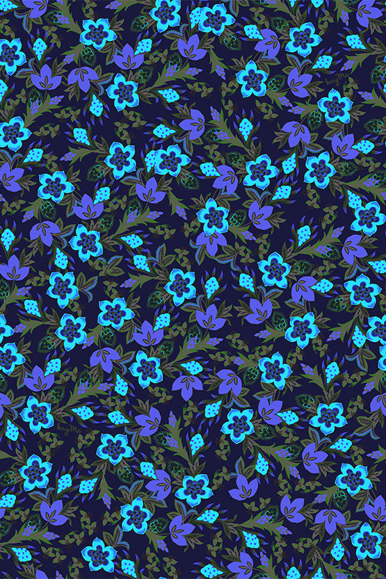 Navy Petite Flower Gather Dress