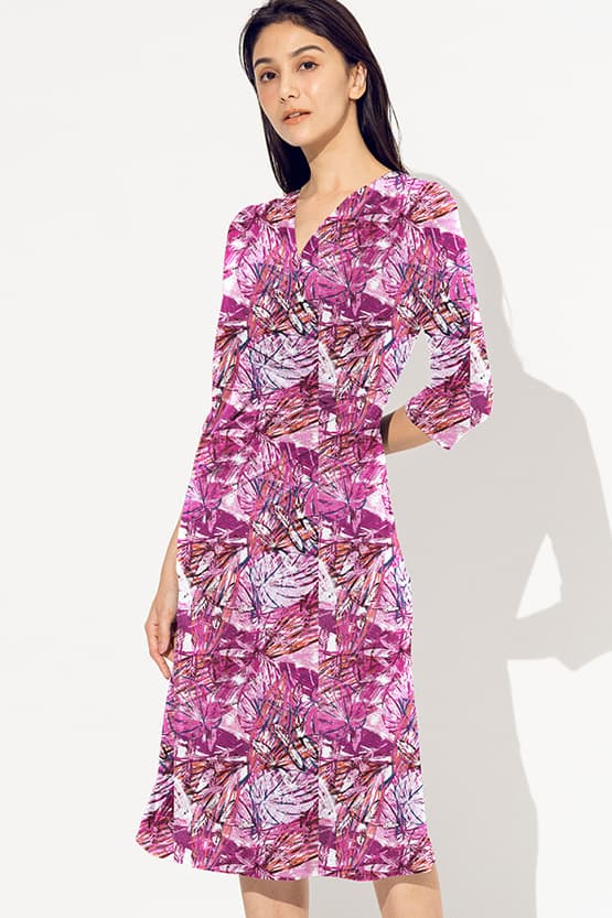 Pink Caribbean Gathered Dress