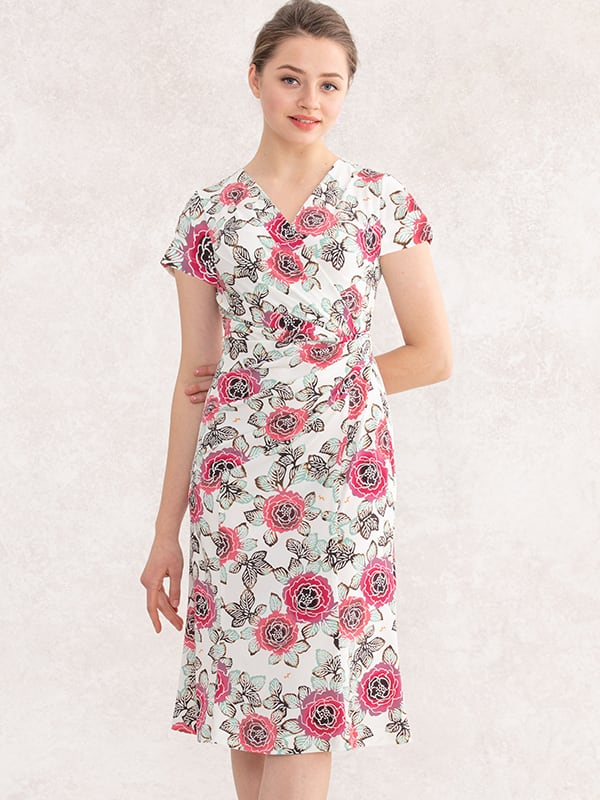 Japanese Pattern: Coral Peony Gathered Dress