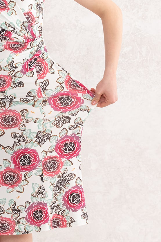 Japanese Pattern: Coral Peony Gathered Dress