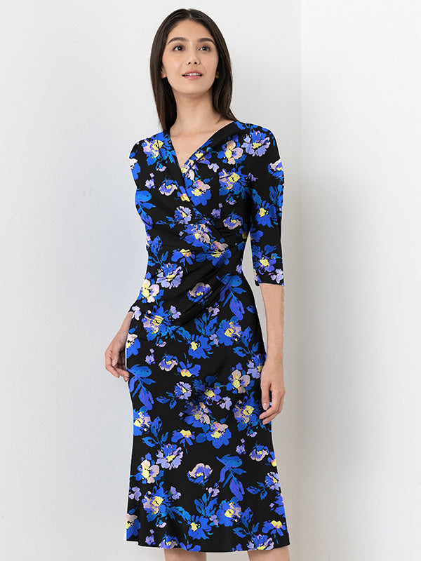 Blue Elena Gathered Dress