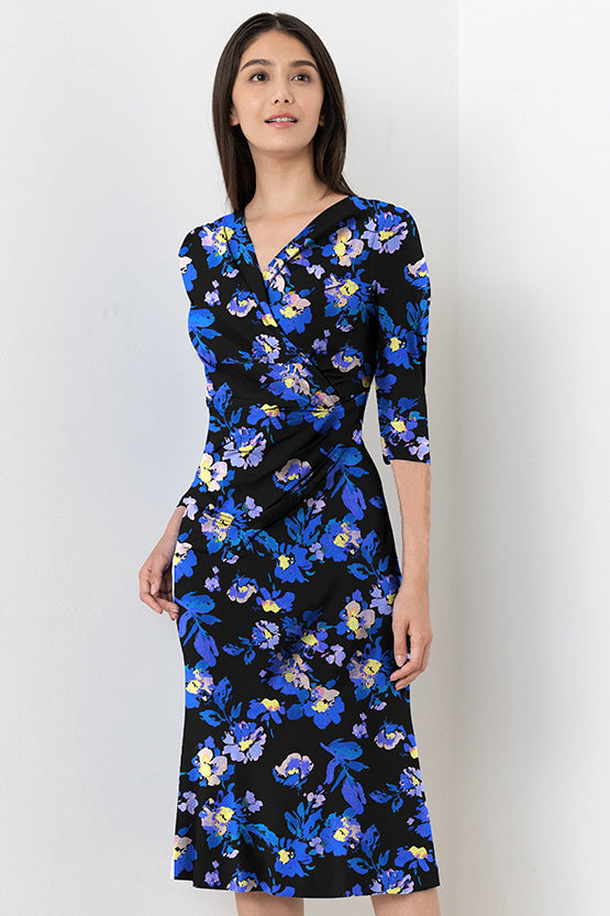 Blue Elena Gathered Dress