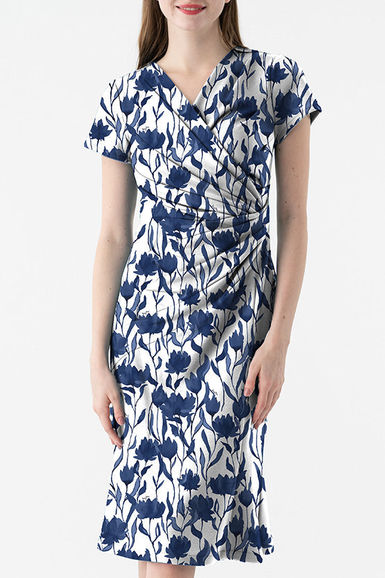 4-Way Stretch: 4-Way Jersey Navy Glorious Gather Dress