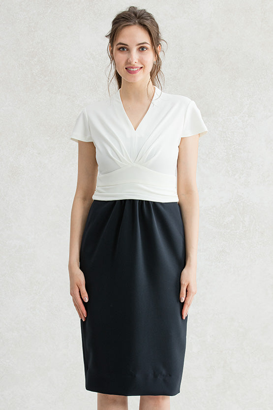 Smart Stretch: Smart Stretch White X Dark Navy Shell Docking Dress