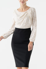 Space Material: White X Black Décolleté Tuck Dress