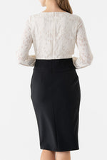 Space Material: White X Black Décolleté Tuck Dress
