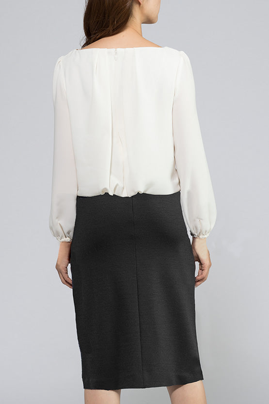Smart Stretch: Smart Stretch White X Navy Blousing Dress