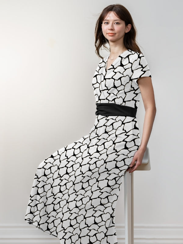 Long Length: White Giraffe X Black Long Marilyn Dress
