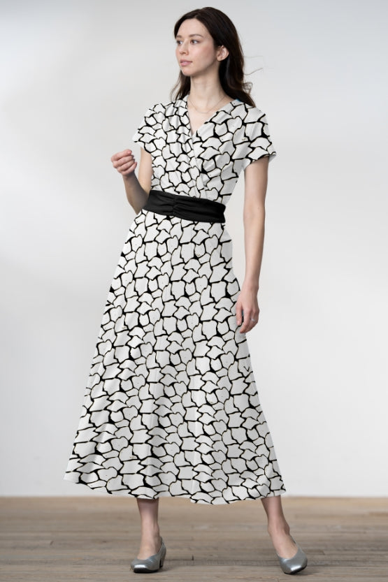 Long Length: White Giraffe X Black Long Marilyn Dress