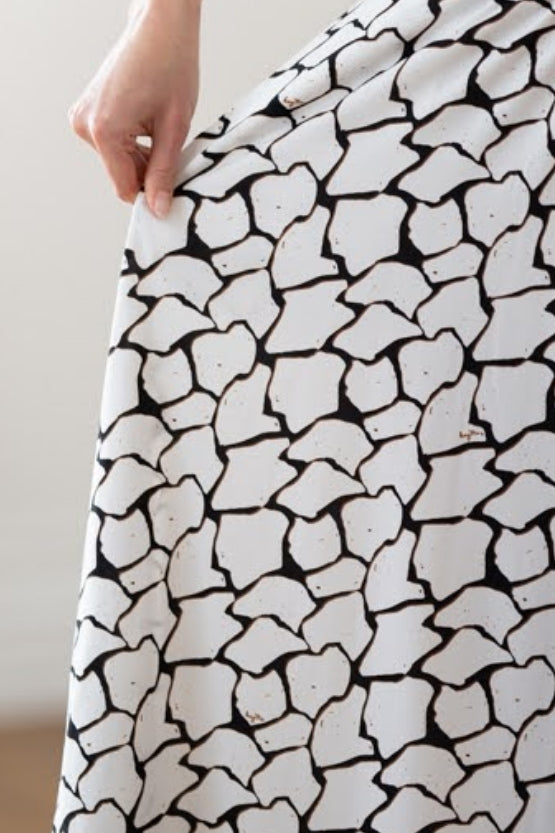 Long Length: White Giraffe X Black Long Marilyn Dress
