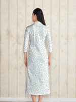 Long Length: White Tiny Dot Long Shirt Dress
