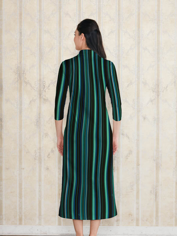 Long Length: Emerald Stripe Long Shirt Dress