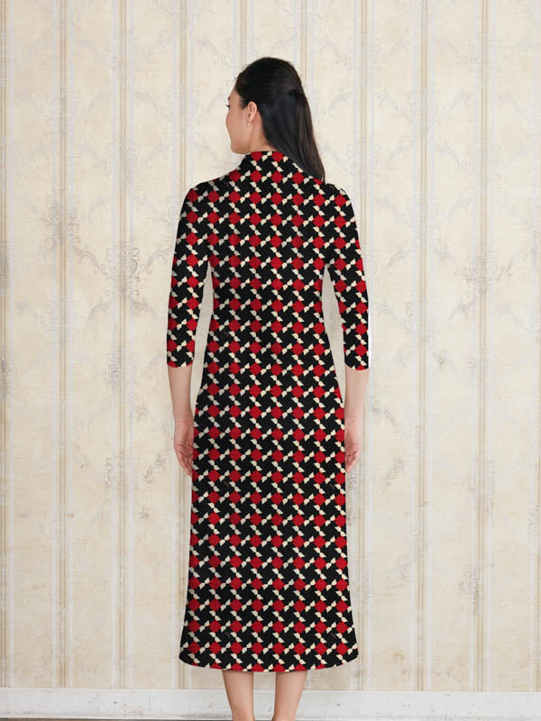 Long Length: Red Pinwheel Long Shirt Dress