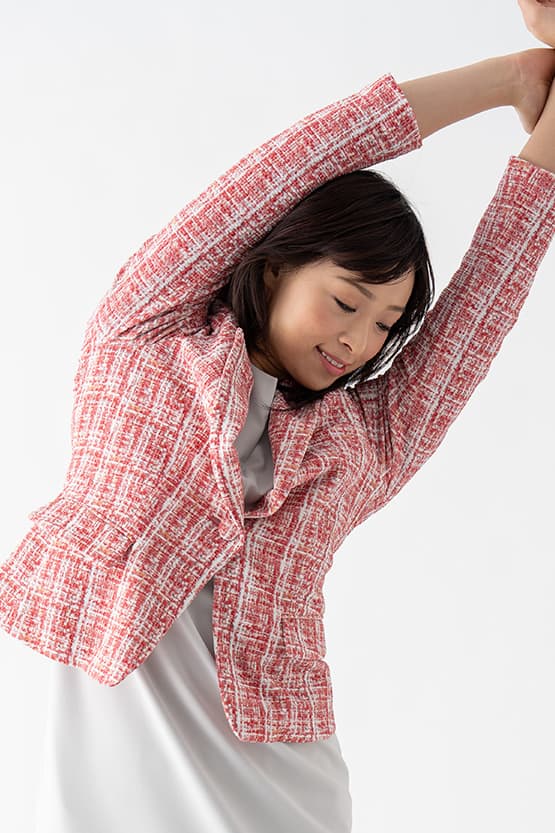 Tweed Print Relaxed Sleeve Tailored Jacket