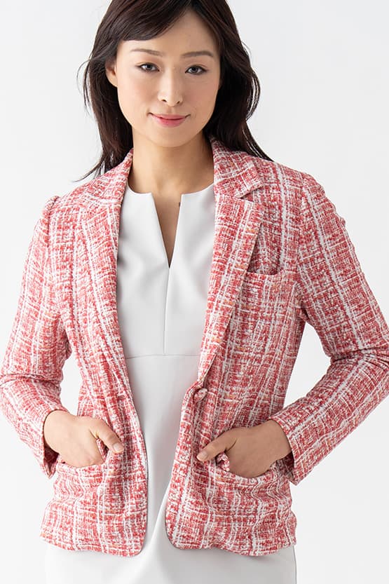Tweed Print Relaxed Sleeve Tailored Jacket