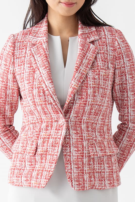 Tweed Print Relaxed Sleeve Tailored Jacket