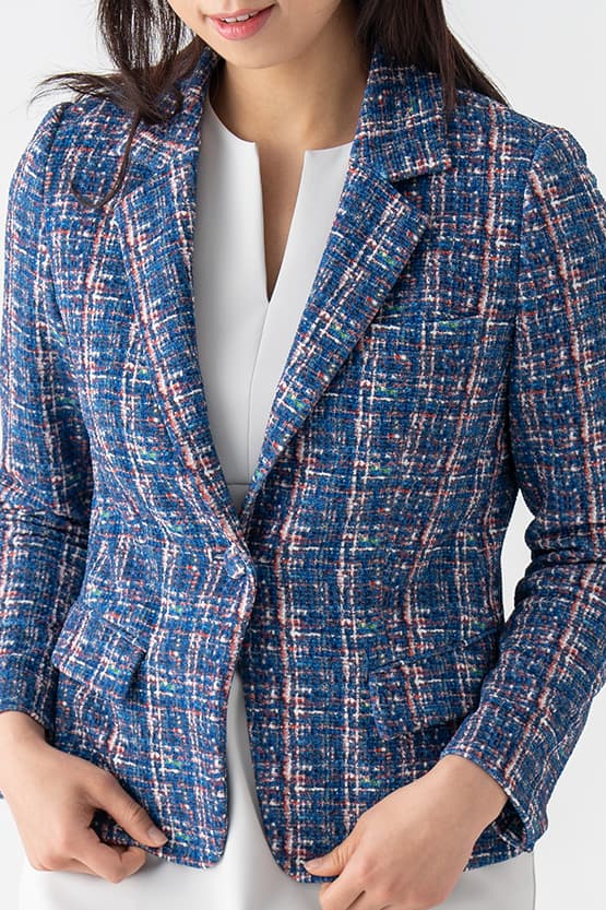 Tweed Print Relaxed Sleeve Tailored Jacket