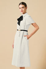 Stretch Sucker: Stretch Seersucker Bow-Tie Shirt Dress