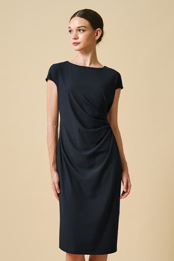 Smart Stretch Cool: Smart Stretch Cool Dark Navy Sash T-Dress