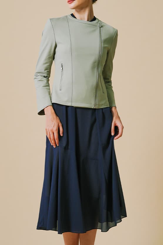 Stretch Chiffon: Navy Long Mermaid Dress