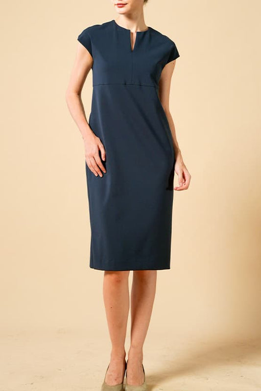 Comfort-Function Material: Split Neck Sack Dress