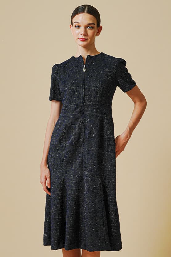 [Tweed] Zip-Up Dress