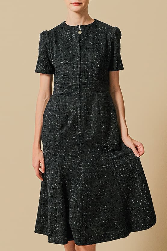 [Tweed] Zip-Up Dress