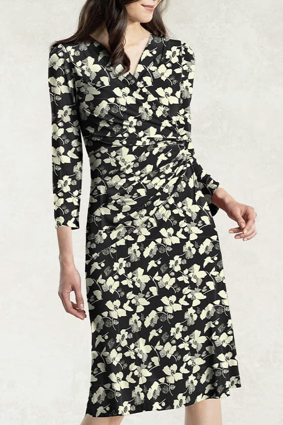 [Stretch jersey] Gathered dress