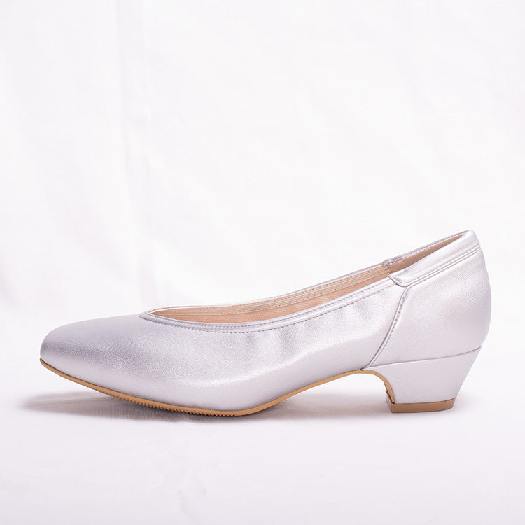 Fluffy Silver Vegan Leather Flats