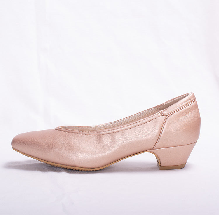 Champagne Pink Vegan Leather Fluffy Flats