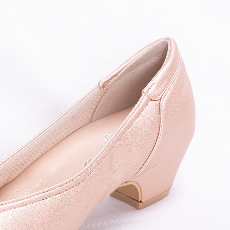 Champagne Pink Vegan Leather Fluffy Flats