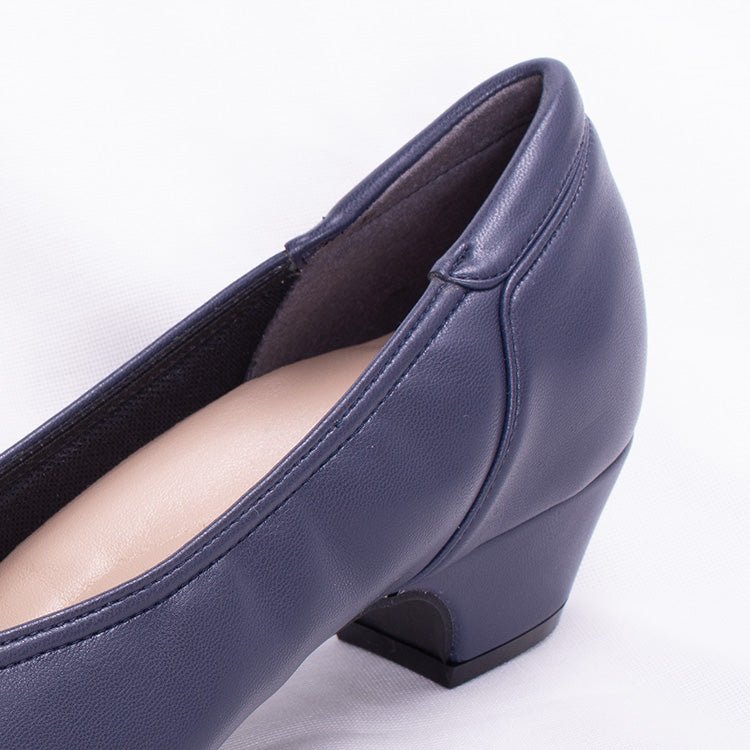Navy Vegan Leather Fluffy Flats