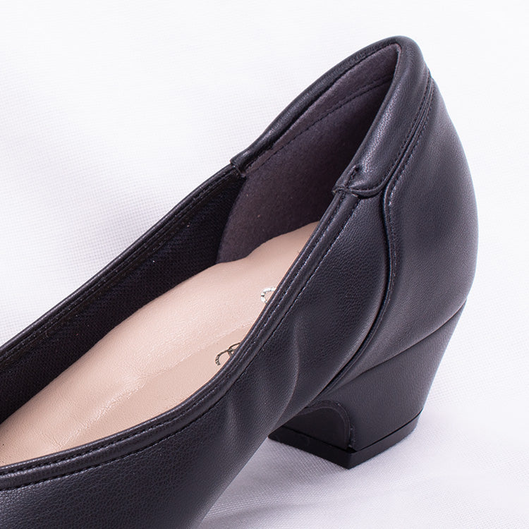 Black Vegan Leather Fluffy Flats