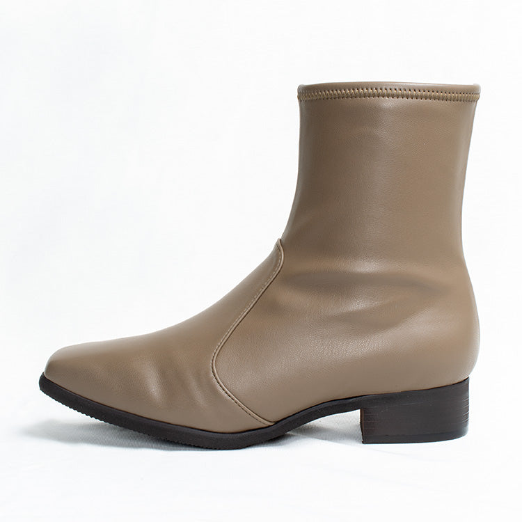 Milk Chocolate Vegan Leather Fluffy Flat Boots