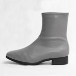 Fluffy Grey Vegan Leather Flat Boots
