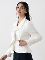 Double Jersey: Double Jersey White Ruffle Jacket