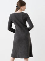 Charcoal Gray Milano Rib V-Neck Dress