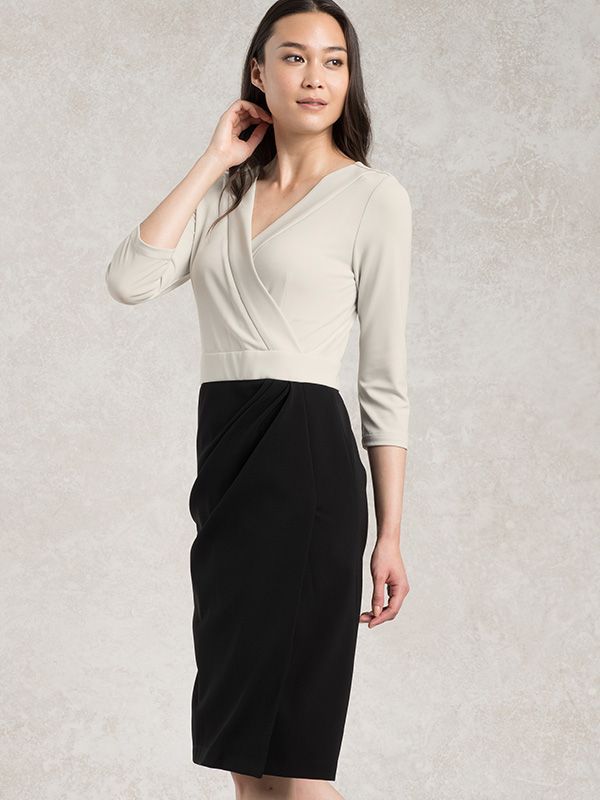 All-Season Material: Soy Milk X Black Asymmetry Dress