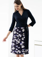 Navy X Navy Lei Flower Switch Wrap Dress