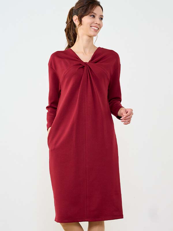 Red Neck Twist Dress