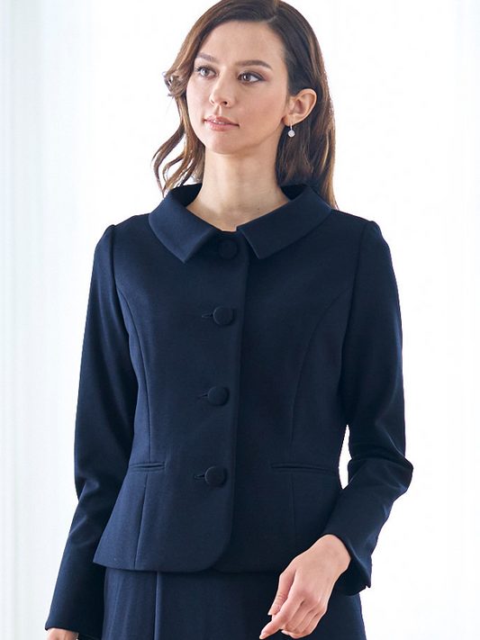 Double Jersey: Navy Double Jersey Four-Button Jacket