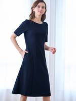 Navy A-Line Double Jersey Dress