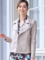 Taupe Peplum Rider'S Jacket